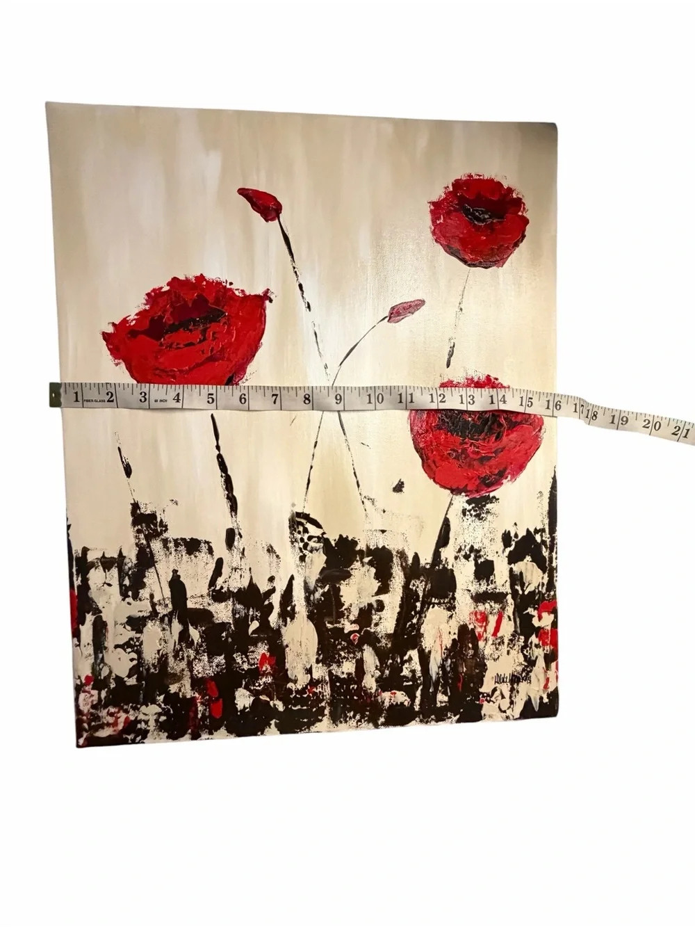 Original Artwork Acrylic on Canvas Bold red poppy Textured Painting 16x20